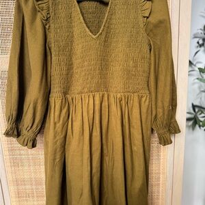 Olive Green Smocked Dress madewell